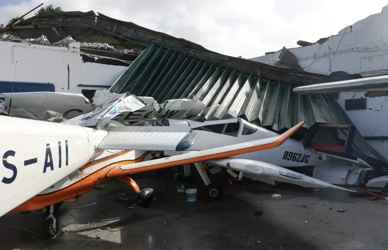 Estragos no aerodromo municipal de Coimbra